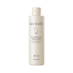 White bottle of 'face reality' acne face and body wash 