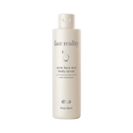 Bottle of 'face reality' acne face and body scrub 