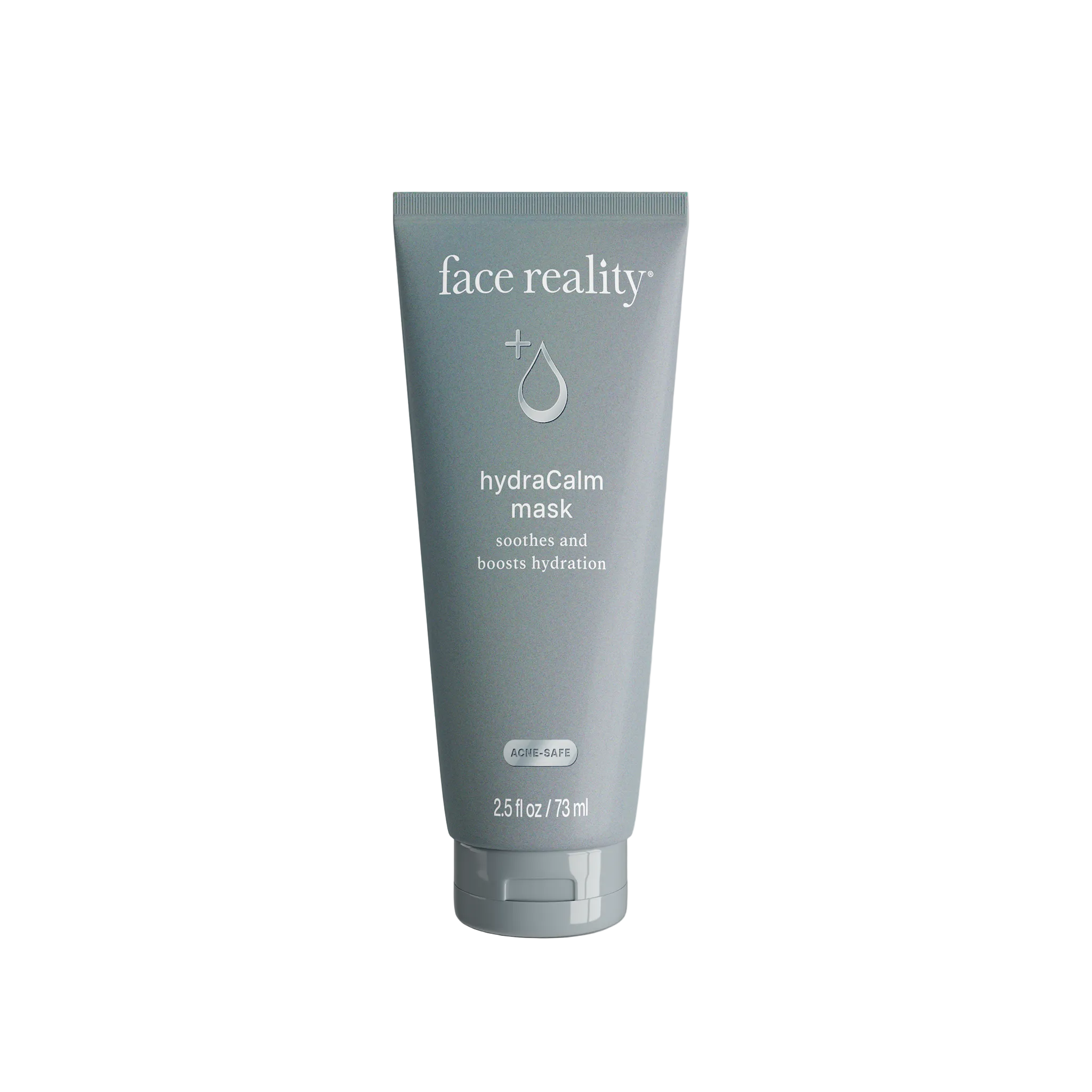 Face Reality hydraCalm mask on blue and white packaging that indicates soothes and boosts hydration